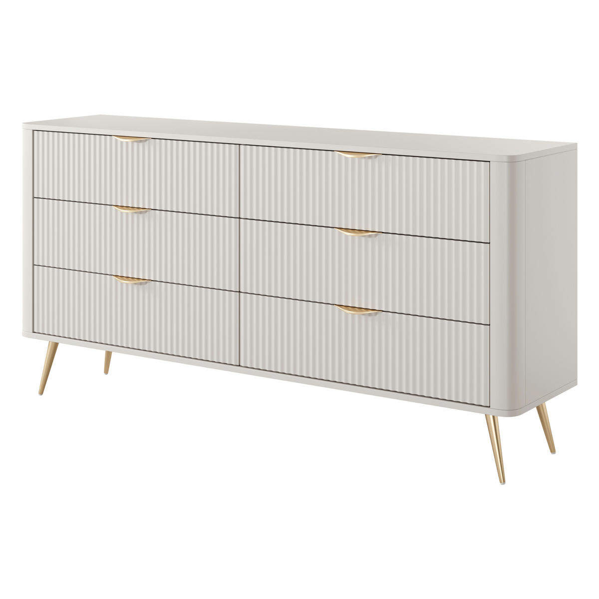 SIDEBOARD LEKNES KOM1 Reliefierte Fronten aus MDF-Platte Beige Beige - Beige, Glas/Holzwerkstoff (163/81/38cm) - Komodee