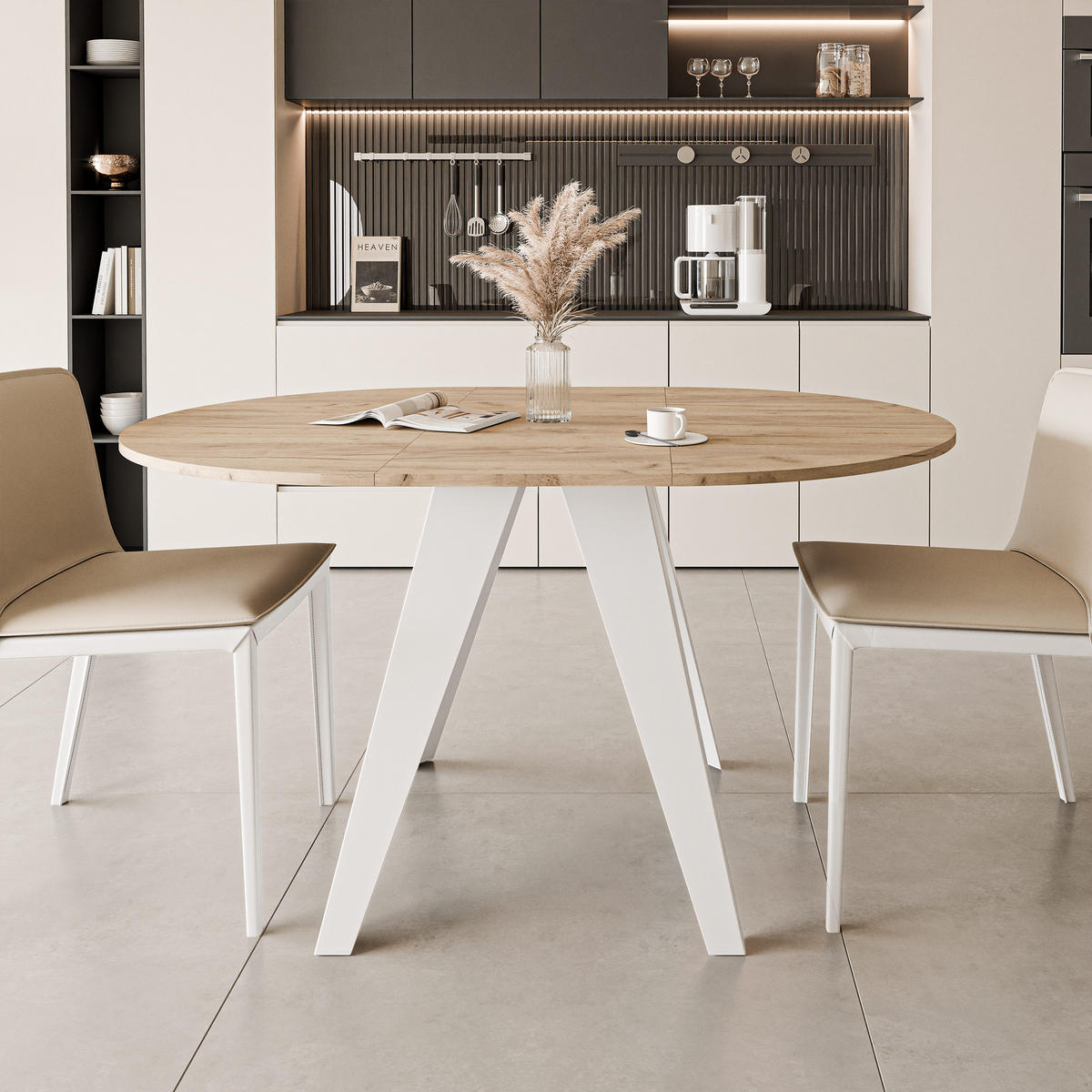 ESSTISCH ausziehbar auf MDF, Kraft Eiche - Braun/Weiß, Holzwerkstoff (100/100/76cm) - Idohome