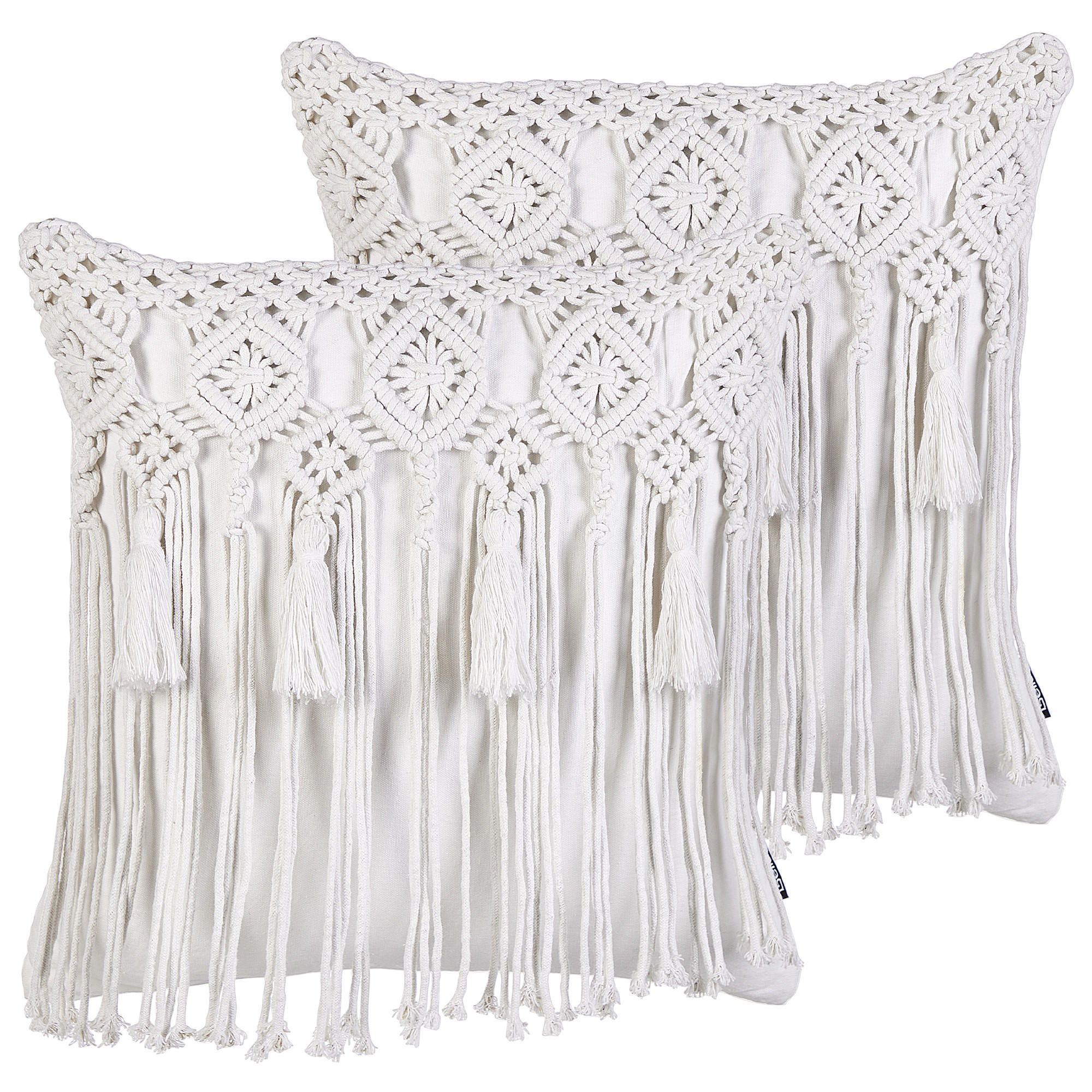 DEKOKISSEN 2er-Set Weiß 45/45 cm Bamian - Weiß, Textil (45/45cm) - Beliani