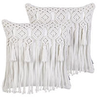DEKOKISSEN 2er-Set Weiß 45/45 cm Bamian - Weiß, Textil (45/45cm) - Beliani