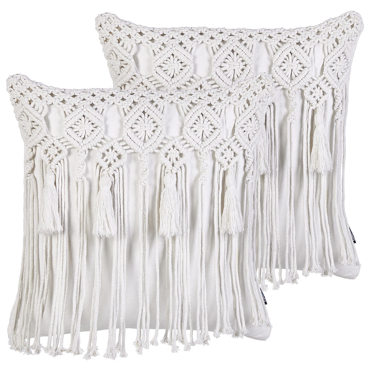 DEKOKISSEN 2er-Set Weiß 45/45 cm Bamian - Weiß, Textil (45/45cm) - Beliani