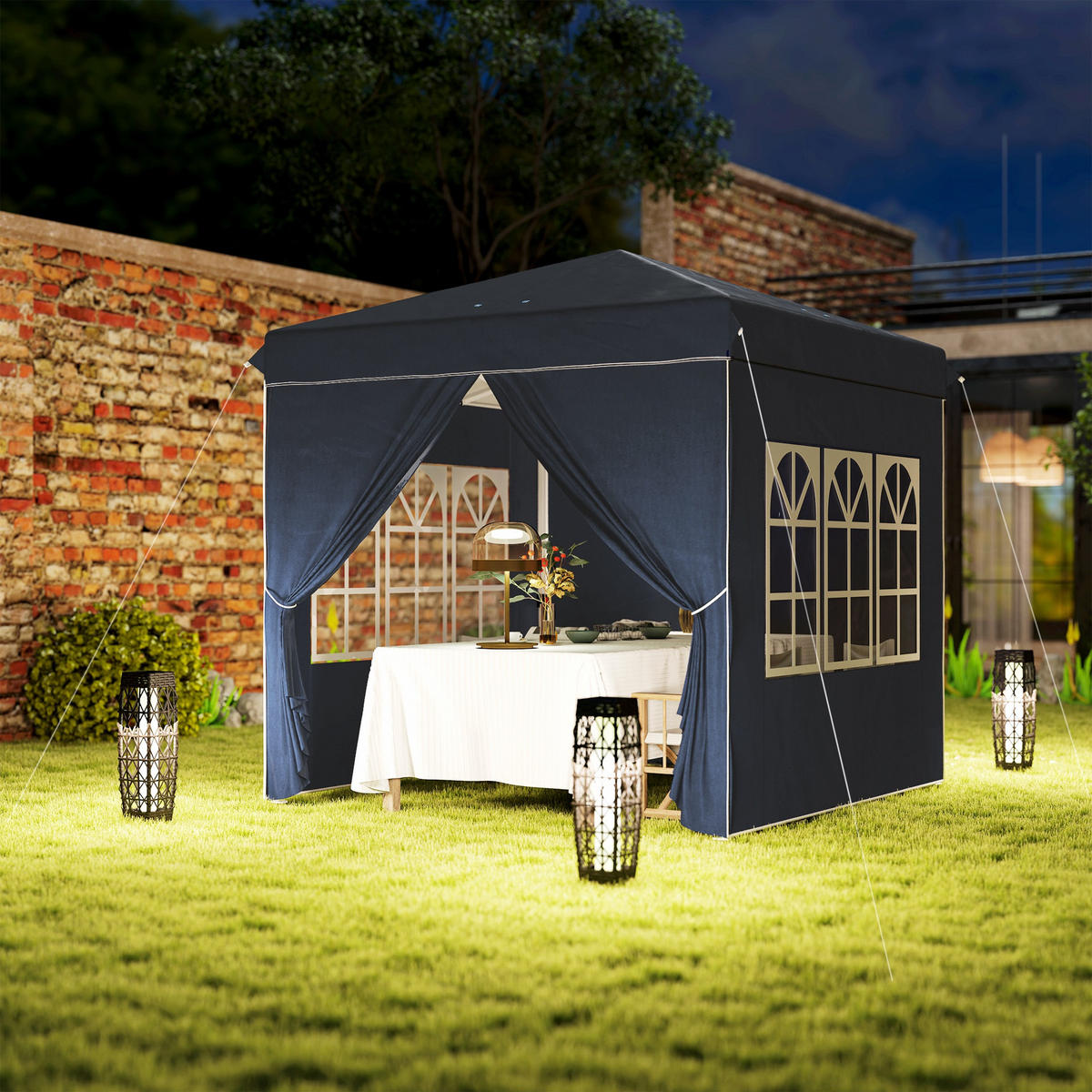 FALTPAVILLON 2,5x2,5 m Dunkelblau - Blau, Metall (248/270/248cm) - ComfortXL
