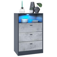 KOMMODE Pino Fronten in Beton Oxid Optik - Hellgrau, Holzwerkstoff (56/86.5/36cm) - Vladon
