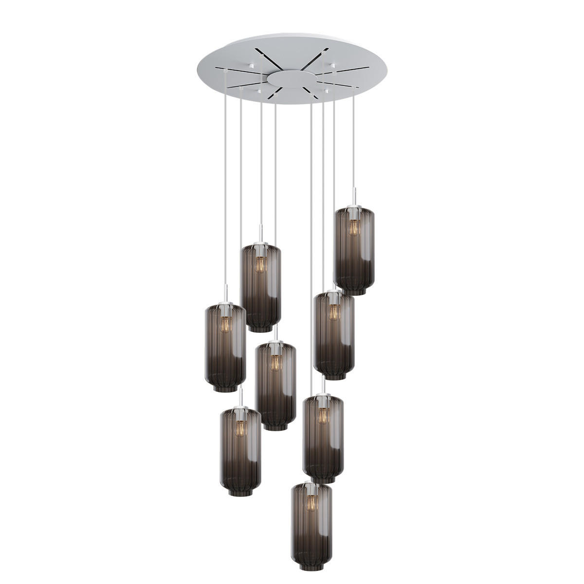 GALERIELEUCHTE Velo 8-flammig Rauch Ø 18cm - Anthrazit/Weiß, Glas (18/18/33cm) - s.luce