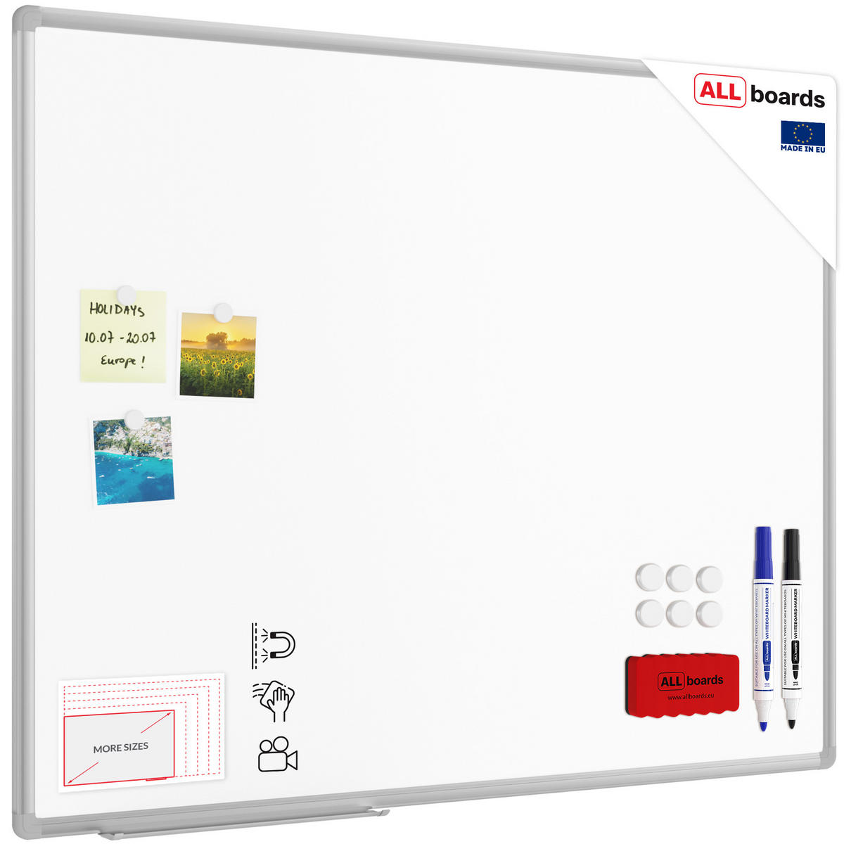 MAGNETISCHE Schreibtafel emailliert P3 - 100x80cm - Weiß, Metall (100/80/1.6cm) - ALLboards