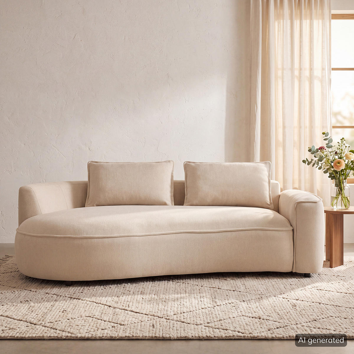 2,5-SITZER SOFA - Beige/Schwarz, Kunststoff/Textil (217/82/146cm) - home24