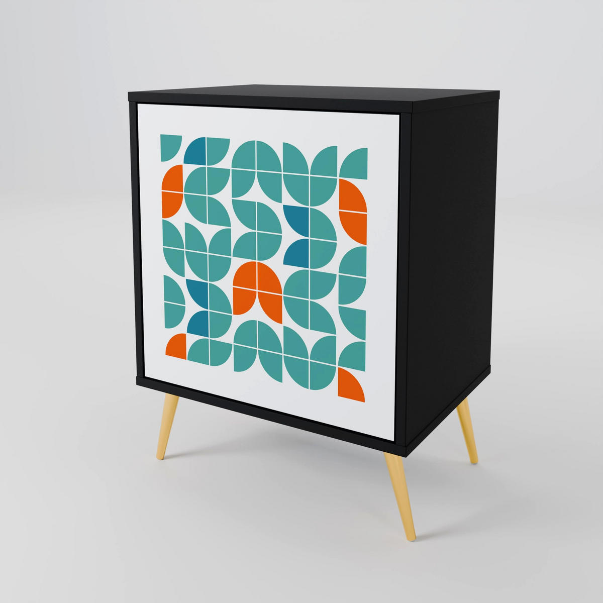 SIDEBOARD BE THE CHANGE, Schwarz, 57,5x42x67,5 cm, Schwarze Metall-Rahmenfüße - Multicolor/Schwarz, Holzwerkstoff/Metall (57.5/67.5/42cm) - SpaceRebels