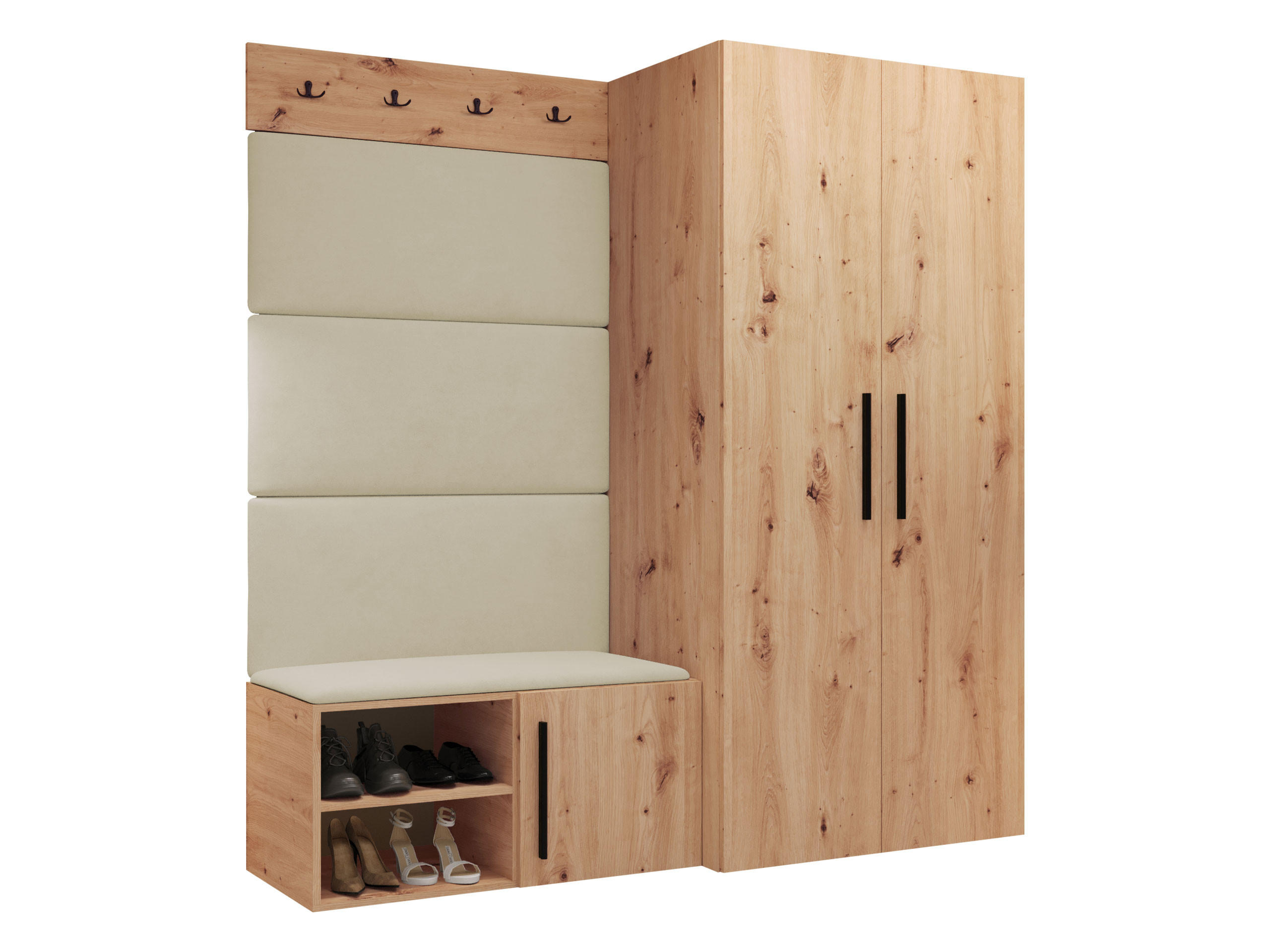 Mirjan24 Garderoben-Set Beige, Eiche Artisan 80x191x50 cm