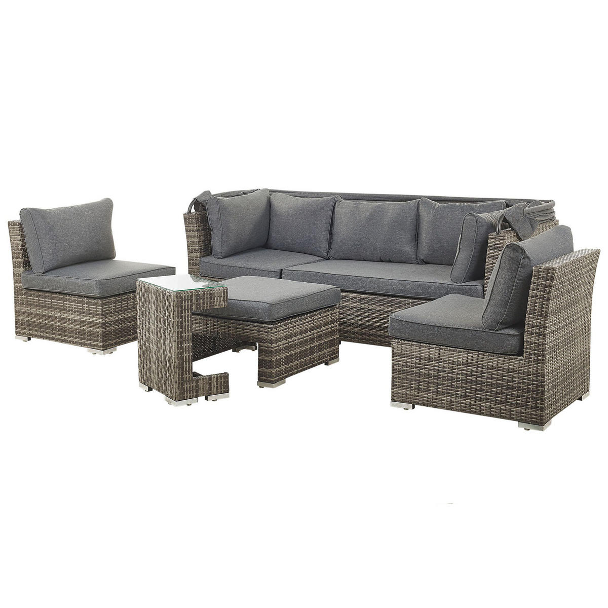 LOUNGE SET 6-Sitzer Dunkelbraun modular Corte - Dunkelbraun, Kunststoff - Beliani