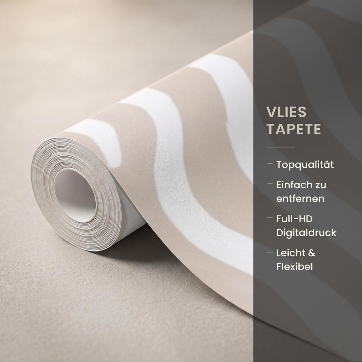 TAPETE - Abstrakt - Zebra - Beige - 260x200 cm - Beige, Papier (260/200cm) - OnlyWow