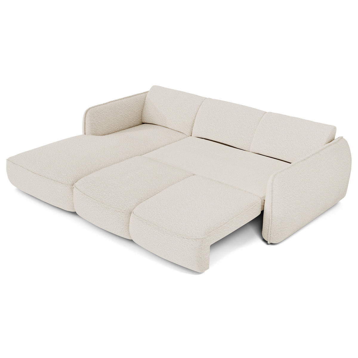 ECKSCHLAFSOFA Bouclé-Stoff 274cm - Creme, Textil (274/174cm) - Sia Home
