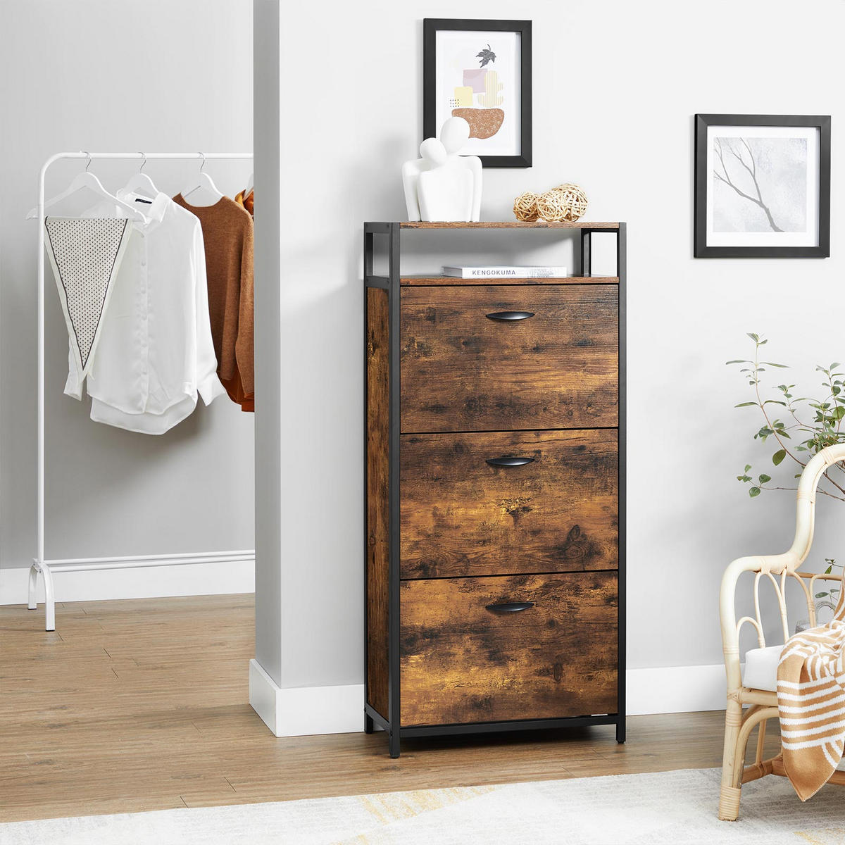SCHUHSCHRANK - Braun, Holzwerkstoff (30/130/60cm) - Hansiro