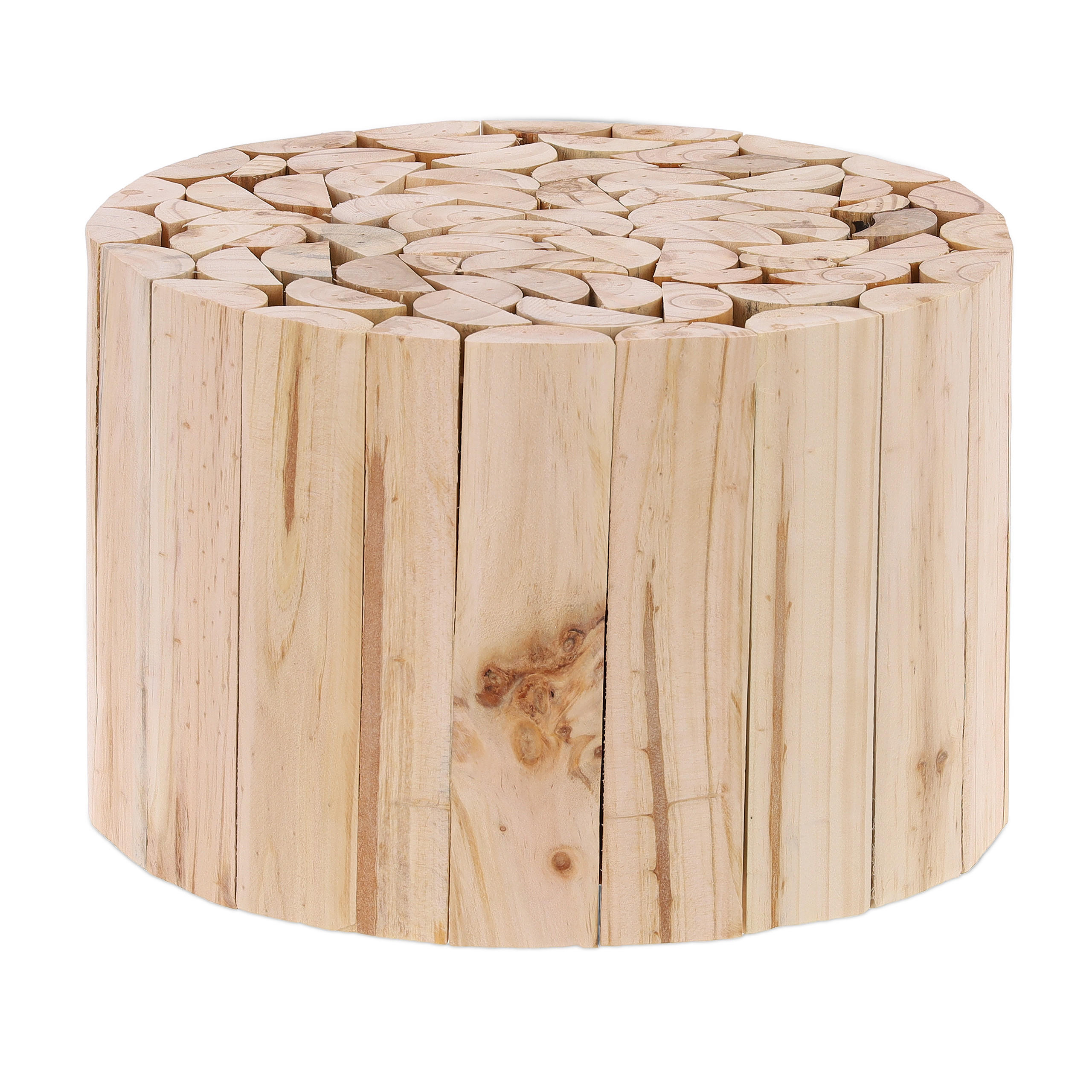 BLUMENHOCKER - Hellbraun, Holz (30/20/30cm) - Relaxdays