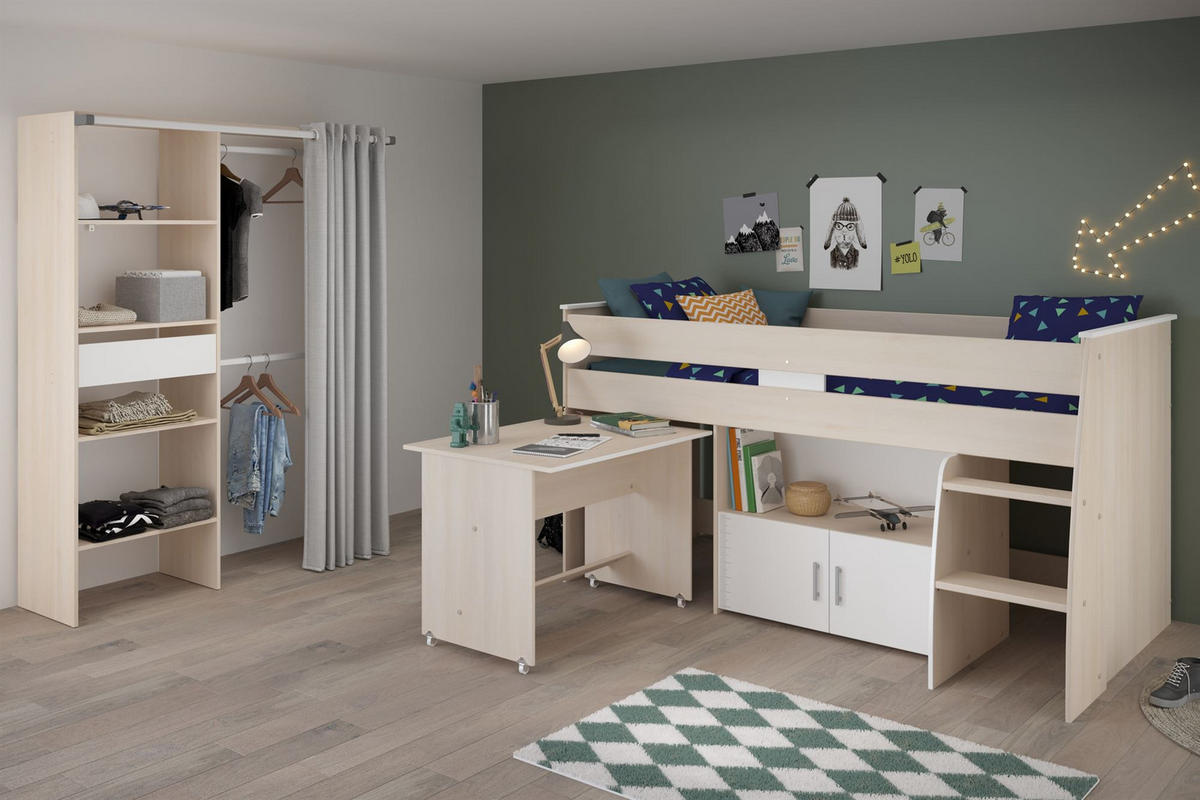 KINDERZIMMER-SET 2-tlg. Parisot Charly 22 Holzdekor Akazie/Weiß - Weiß/Akaziefarben, Kunststoff (100/1/200cm) - 58aufmkessel