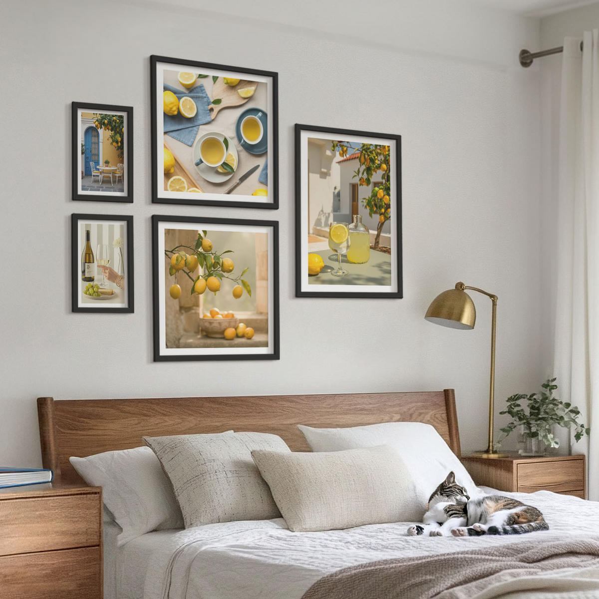 WANDBILDER 5er-Set - 50x50 cm & 20x30 cm & 40x60 cm Schwarzer Rahmen - Patio Sun Limonade - Schwarz, Kunststoff (40/60cm) - ArtPrintCave