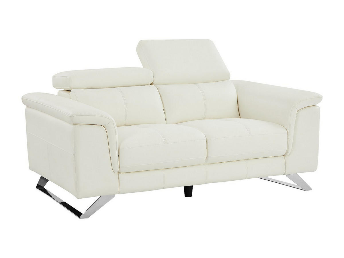 SOFA - 2 Personen - leder - weiß Breyt - Weiß, Leder (170/77/108cm) - Vente-Unique