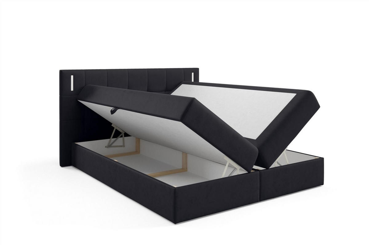 BOXBETT Martim Premium - Schwarz, Holzwerkstoff/Textil (180/200cm) - Fun Möbel