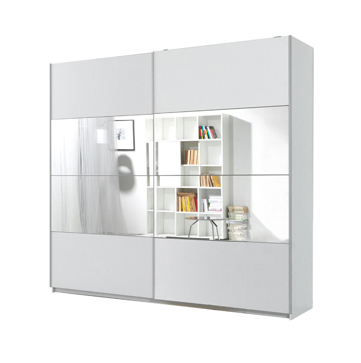 SCHWEBETÜRENSCHRANK Bilbao Weiß 221 / 61 / 210 cm - Weiß, Holz/Holzwerkstoff (221/210/61cm) - Feldmann-Wohnen