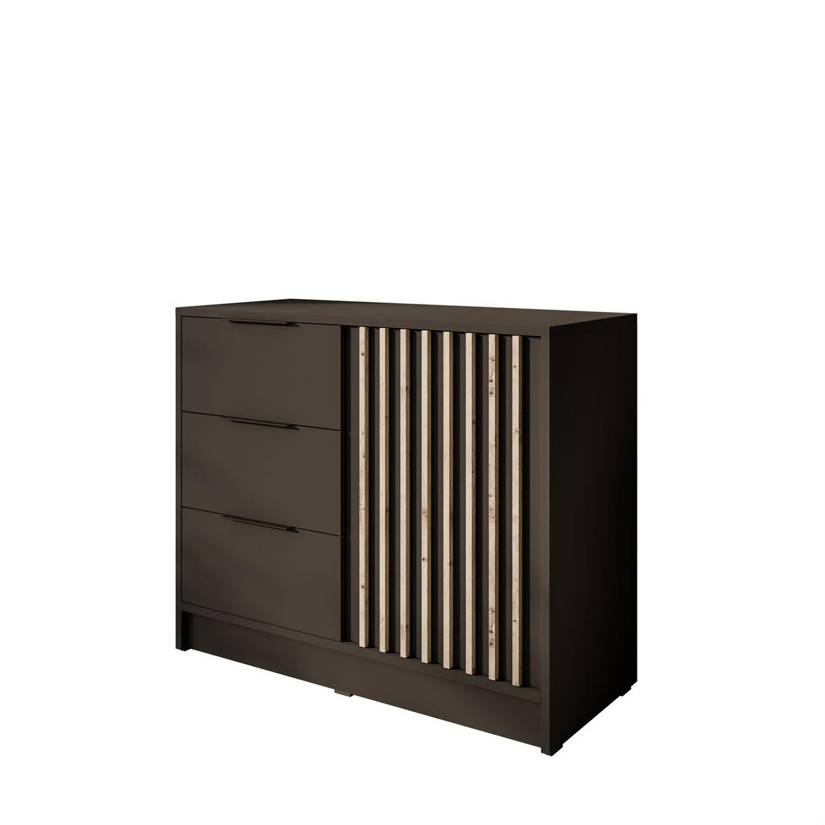 KOMMODE NELA mit Lamellen, Graphit/Artisan - Graphitfarben, Holzwerkstoff (105/86/45cm) - Lookway