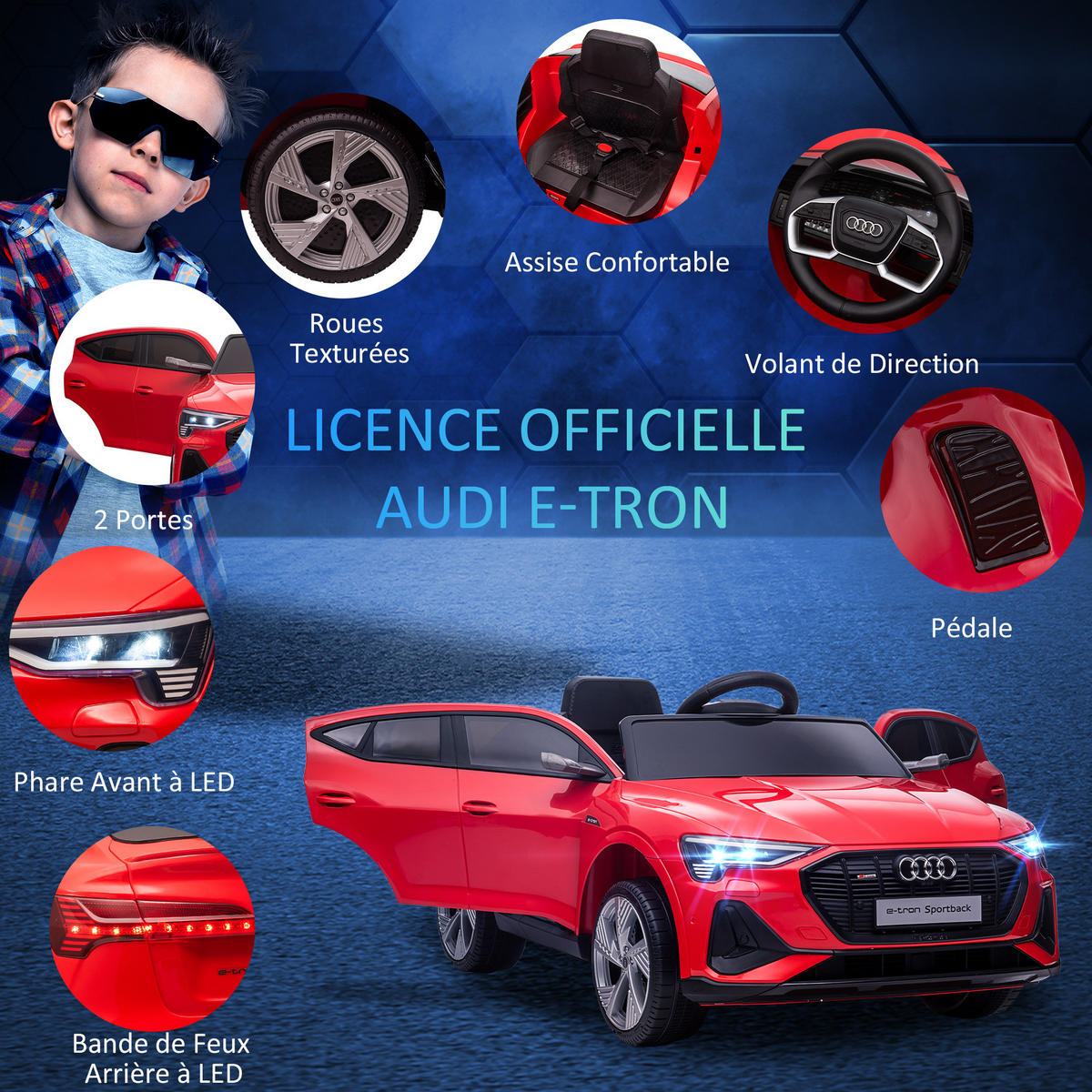 ELEKTRO-KINDERAUTO DE-13005 2,4G Fernbedienung Rot - Rot, Kunststoff (108/60/47cm) - ComfortXL