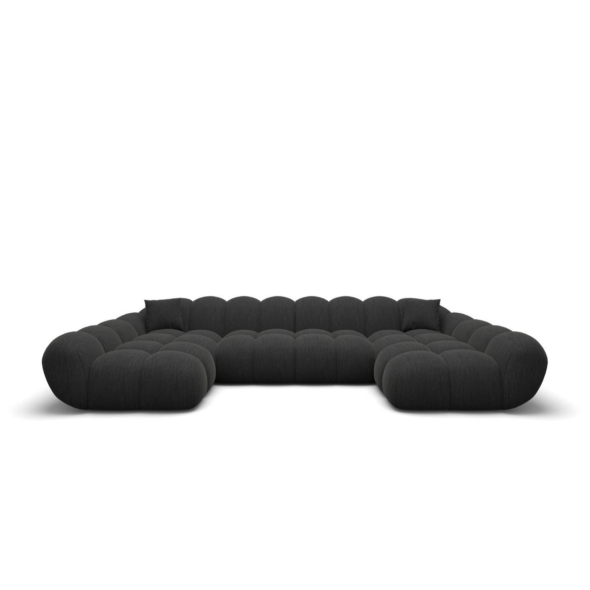 WOHNLANDSCHAFT Liva Schwarz Strukturstoff U-Form XXL Studio - Schwarz, Textil (330/70/160cm) - VAROYAL