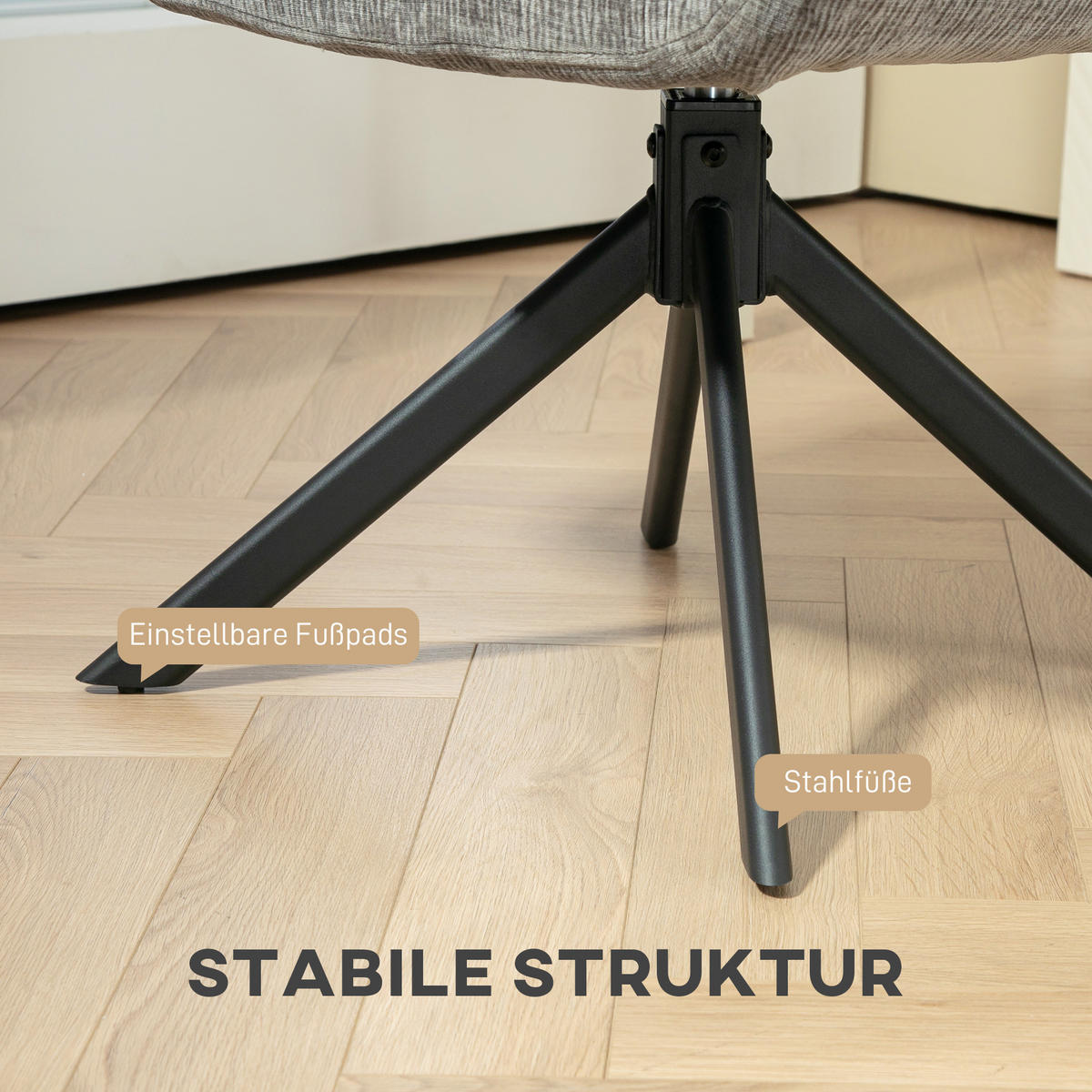 SESSEL Drehbar Loungesessel mit Armlehne, Wolle-Leinenoptik, Dunkelgrau - Dunkelgrau, Kunststoff (61/88/60cm) - HOMCOM