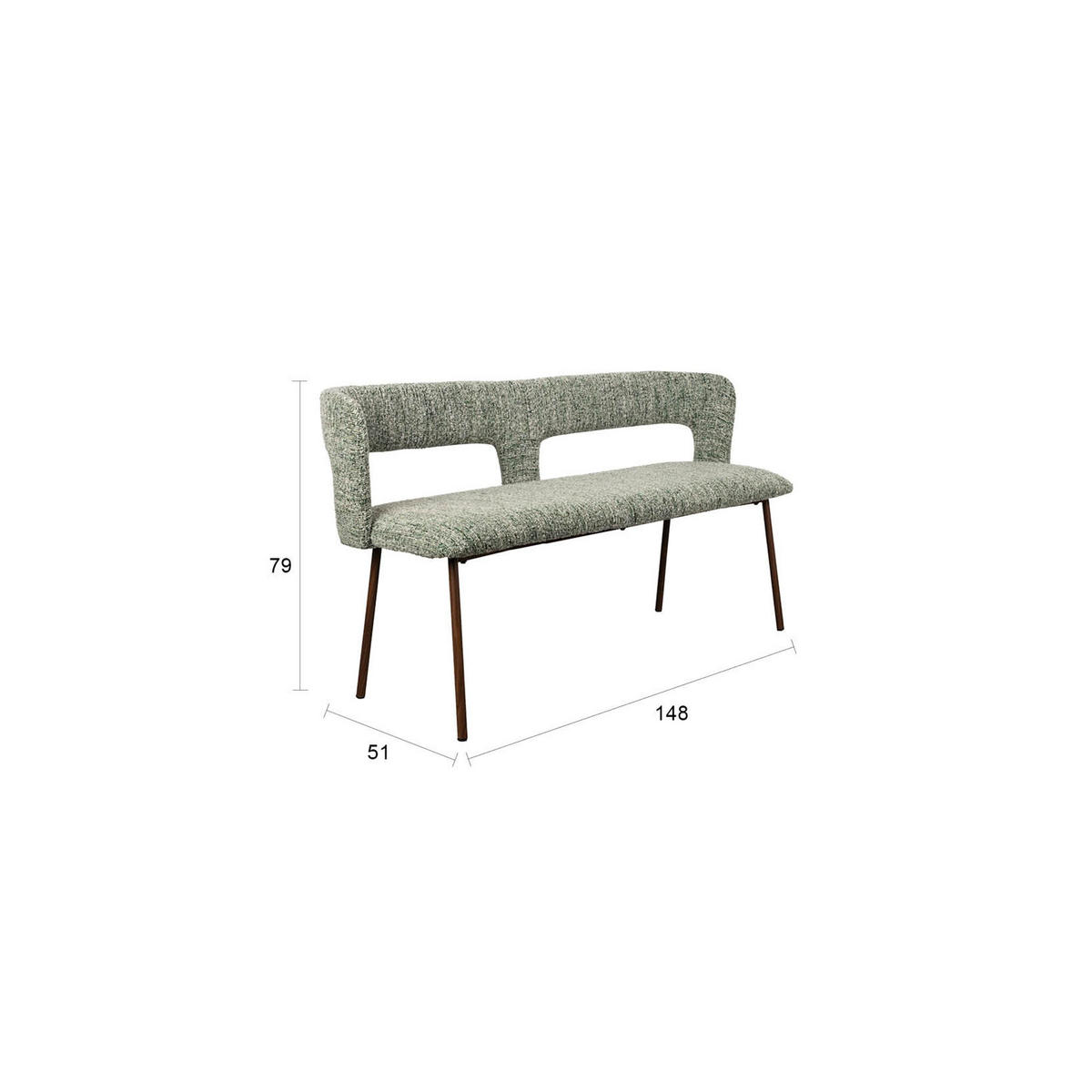 ESSZIMMERBANK Chelsea Grün - Grün, Kunststoff (148/79/51cm) - Housecraft Living
