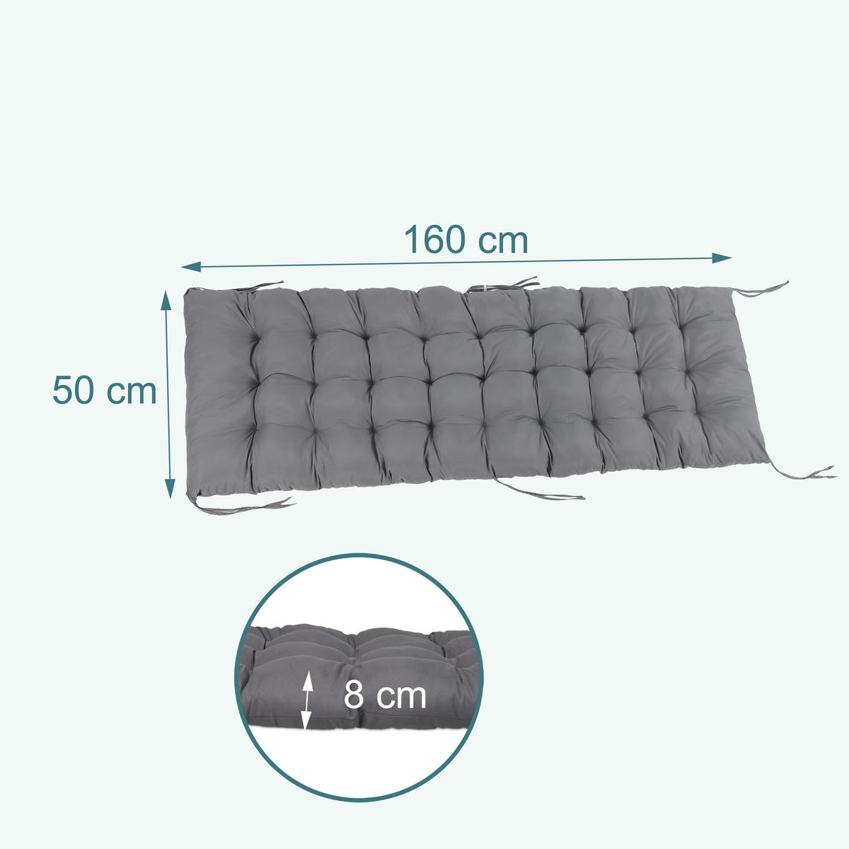 LAVIČKOVÝ sedák - sivá, textil/plast (50/8/160cm) - Relaxdays