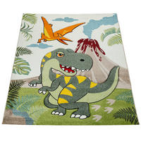 KINDERTEPPICH Dinosaurier Kinderzimmer schmutzabweisend Grün Rechteckig 160x230 - Grün, Textil (160/230cm) - KADIMA DESIGN