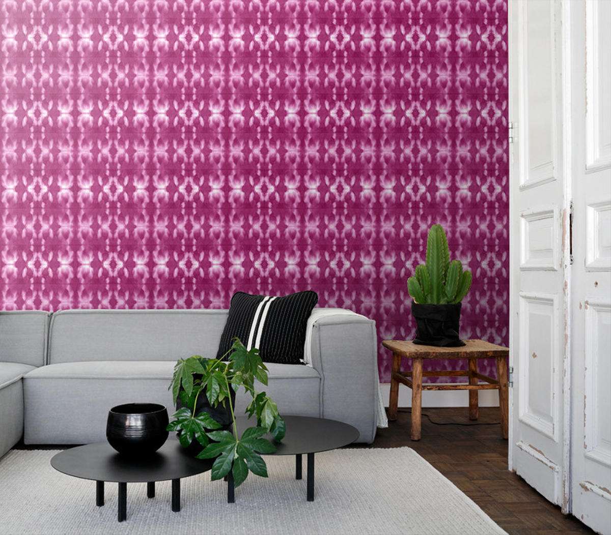 TAPETE Tie-Dye Shibori Muster 53 cm x 10.05 m - Pink, Papier (53/1000cm) - ESTAhome