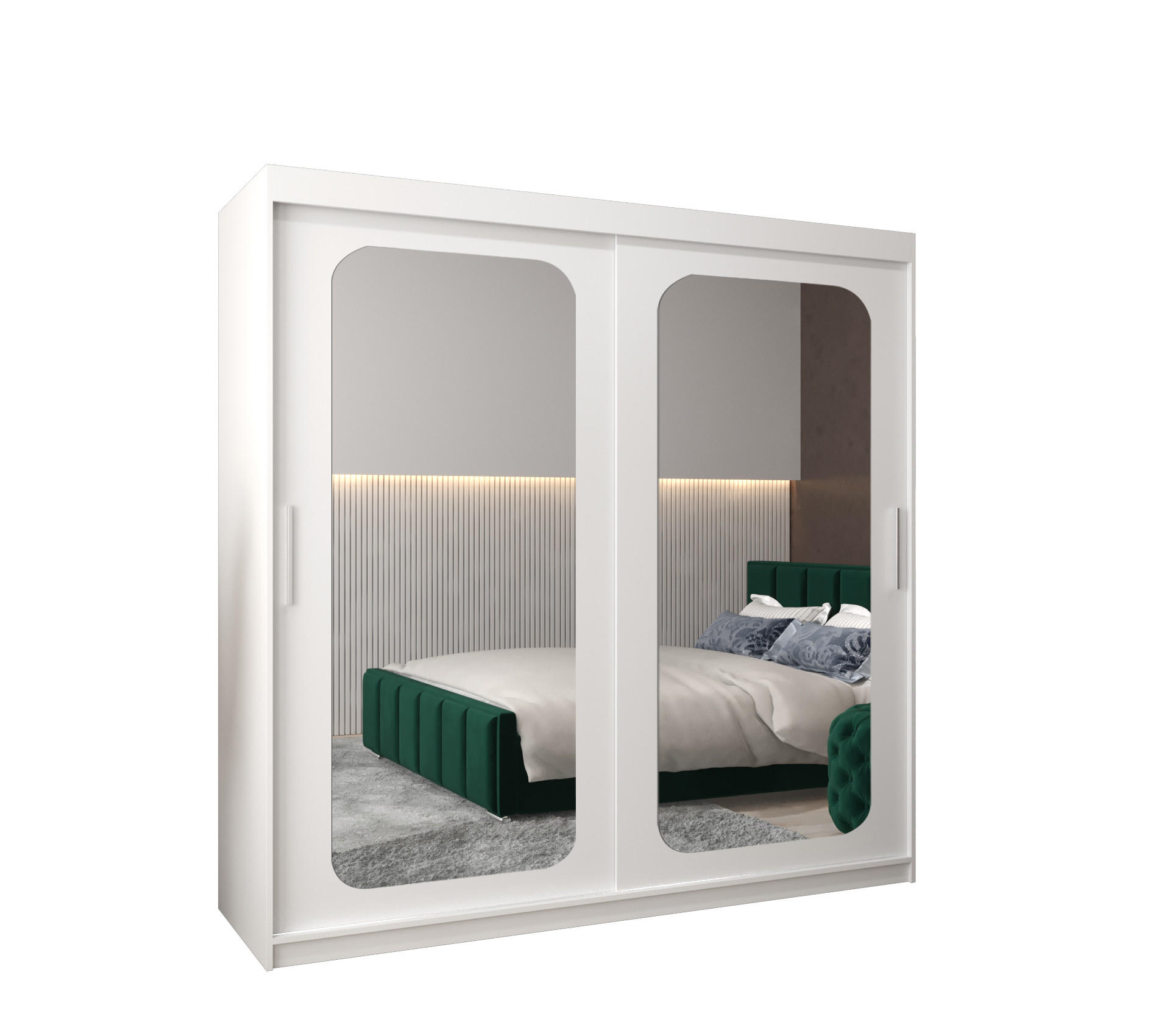 SCHWEBETÜRENSCHRANK 200/200/62 2-türig - Silberfarben/Weiß, Holz/Kunststoff (200/200/62cm) - MÖBEL KRYSPOL