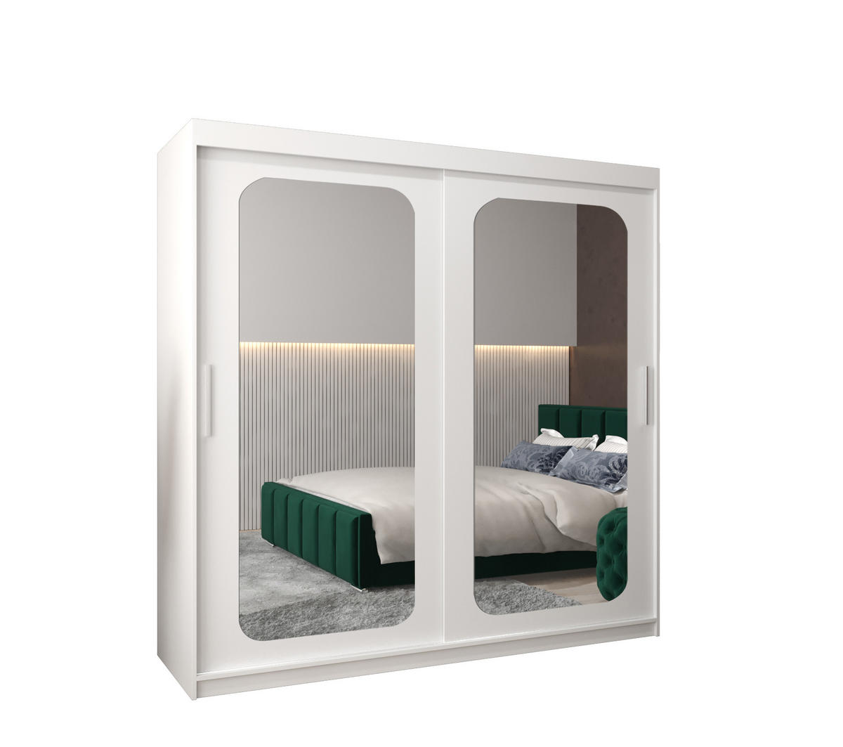 SCHWEBETÜRENSCHRANK 200/200/62 2-türig - Silberfarben/Weiß, Holz/Kunststoff (200/200/62cm) - MÖBEL KRYSPOL
