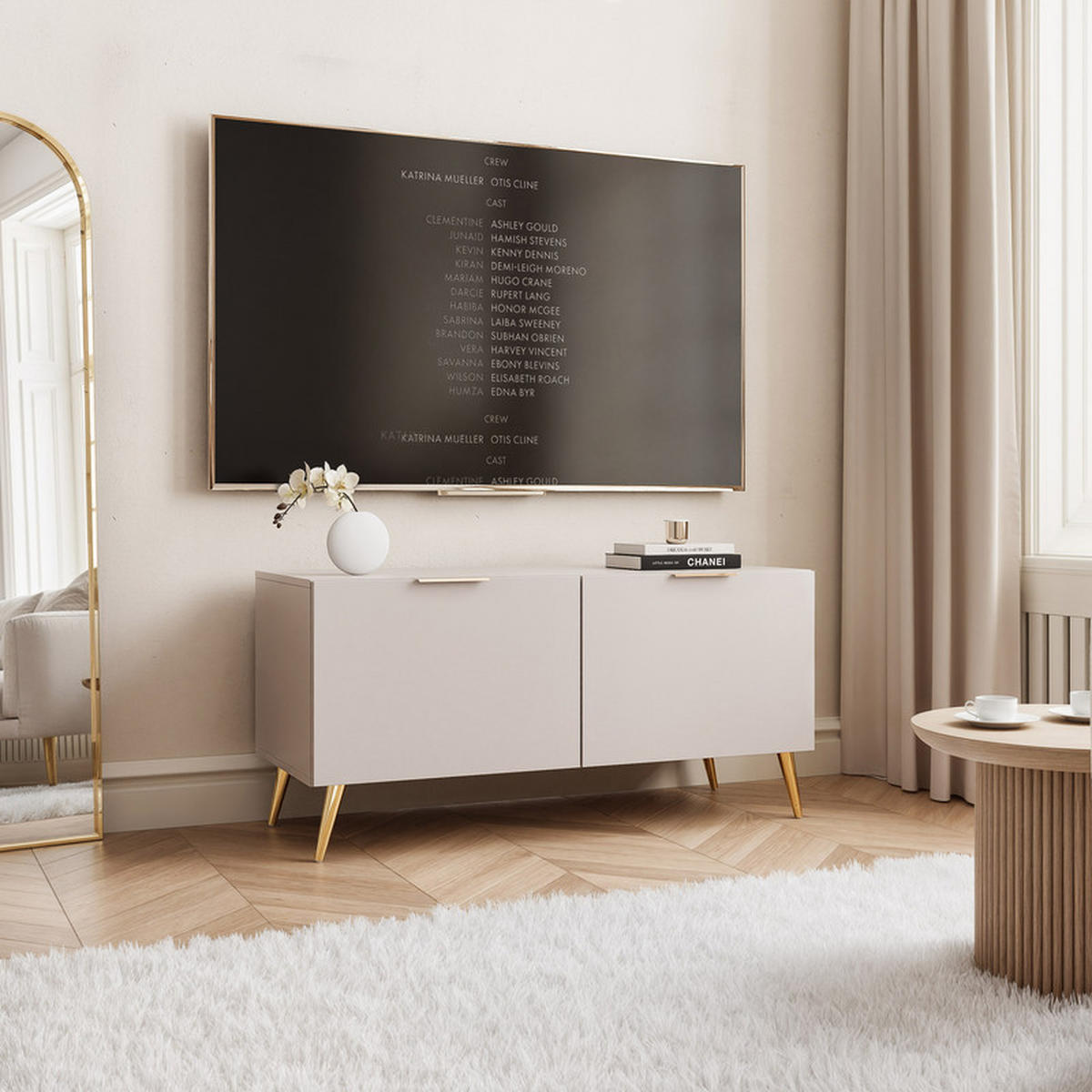 TV-LOWBOARD ANGEL Kaschmir stehend mit LED-Beleuchtung 100 cm - Kaschmir, Holzwerkstoff (100/49/40cm) - Idohome