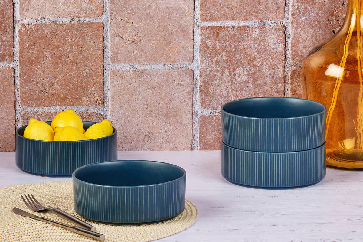 SCHALEN Scandi Ø16,5cm - 4er-Set - Marineblau - Blau, Keramik (16.5cm) - Björn