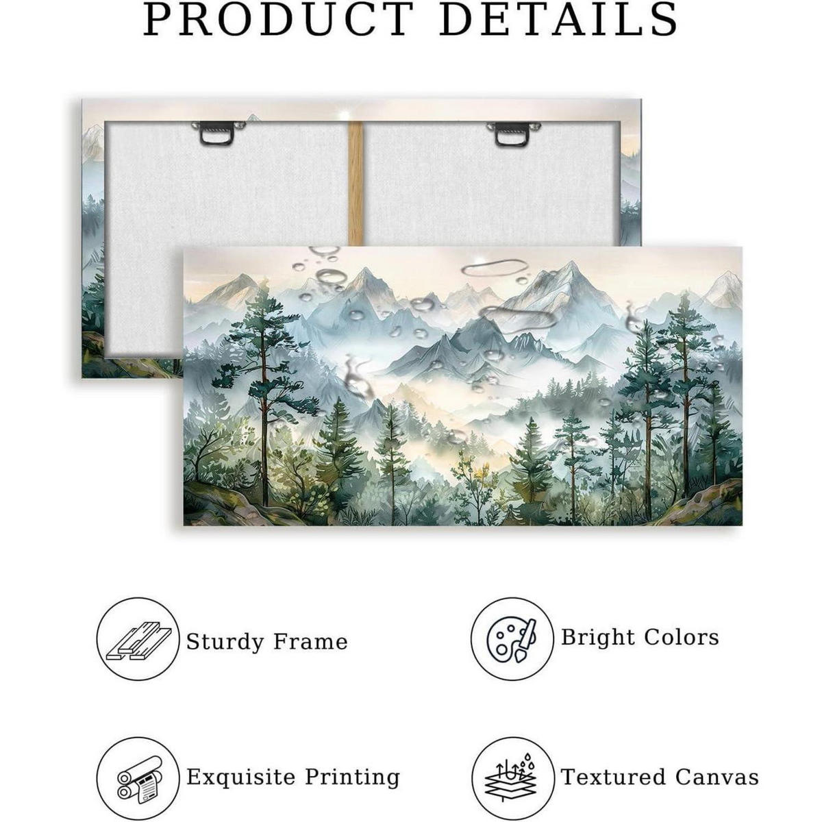 LEINWANDBILD Grüne Berglandschaft Aquarell 50 x 100 cm - Grün, Textil (50/0.5cm)