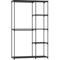 KLEIDERSCHRANK aus Stahl 111x43x185 cm Schwarz mit 2 Kleiderstangen und 6 Ablagen, tragbar und platzsparend - Schwarz, Metall (111/185/43cm) - Modfu
