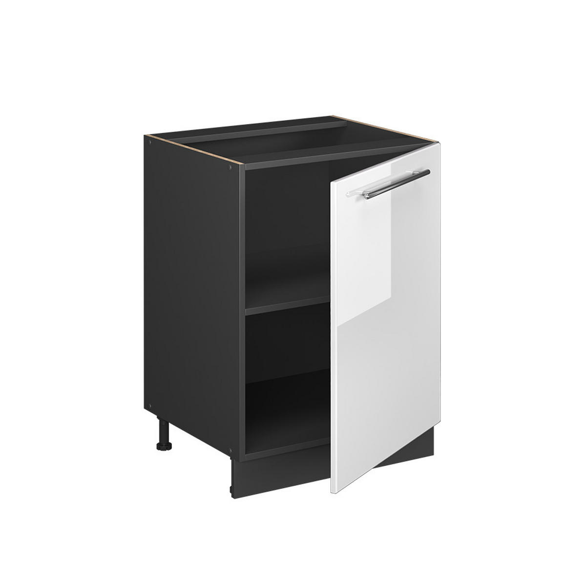 KÜCHENUNTERSCHRANK Fame-Line, Weiß Hochglanz/Anthrazit, 60 cm 1 Tür ohne Arbeitsplatte - Weiß Hochglanz/Anthrazit, Holzwerkstoff (60/82/51.6cm) - Vicco