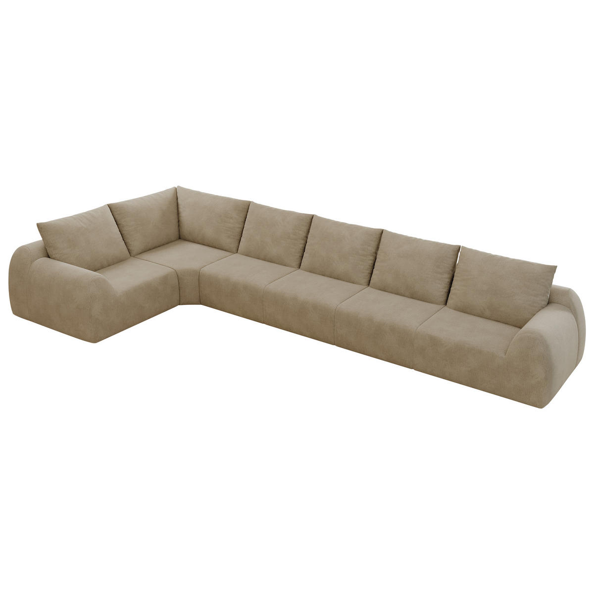 ECKSOFA 401/200/85 cm Khaki Chenille, 6-Sitzer - Sandfarben/Schwarz, Textil (401/200cm) - Oxeza