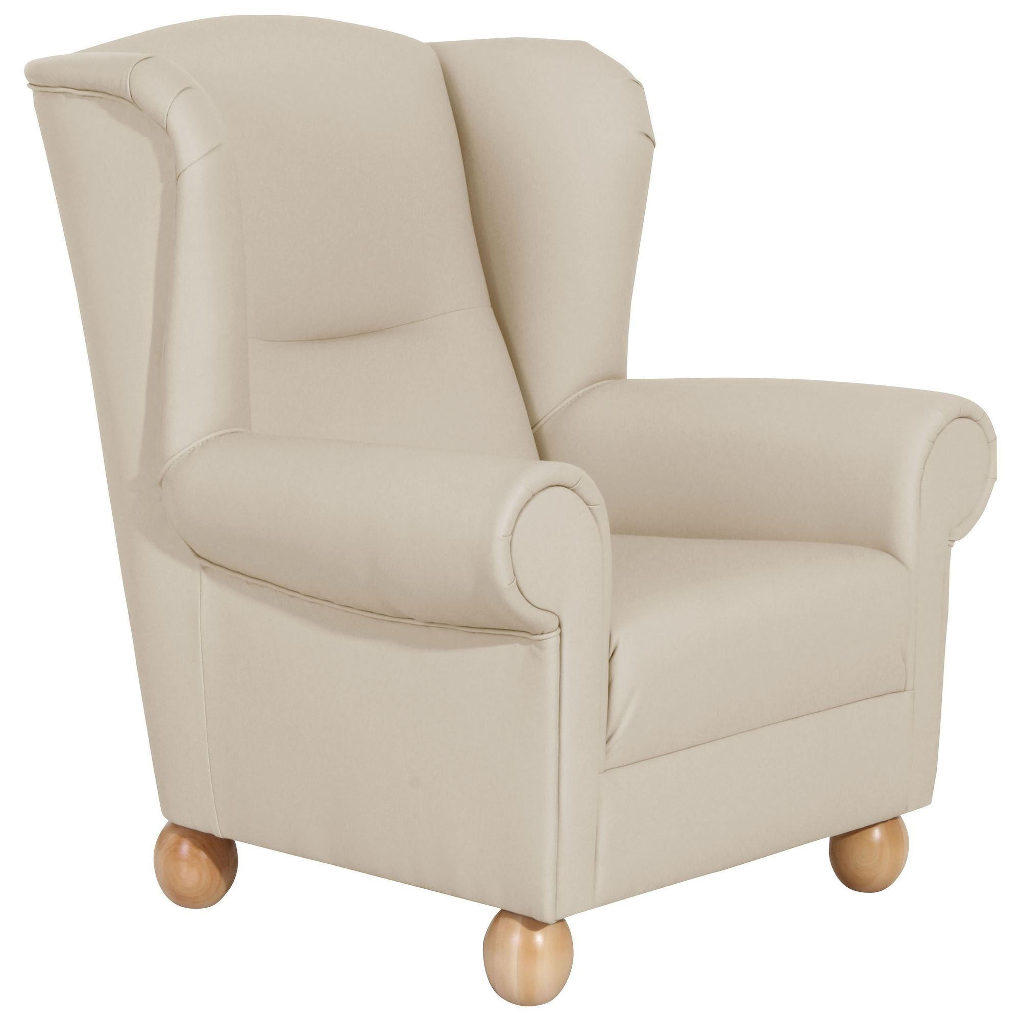 58aufmkessel Ohrenbackensessel Beige, Buche 93x103x87 cm