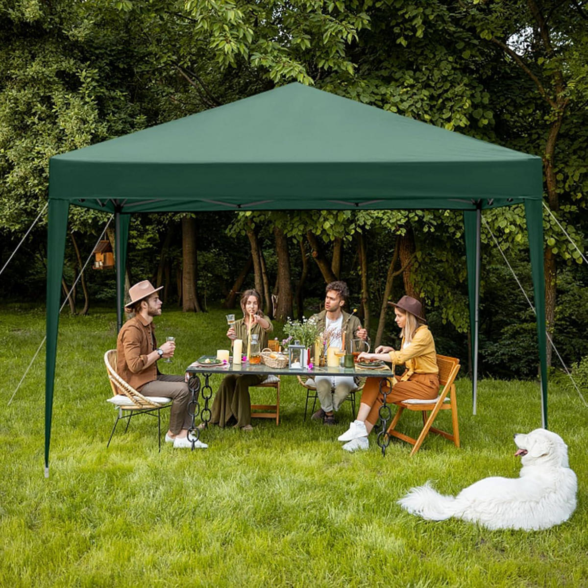 FALTPAVILLON 3 x 3 m Grün Wasserdicht UV-Schutz 50+ - Grün, Textil (300/268/300cm)