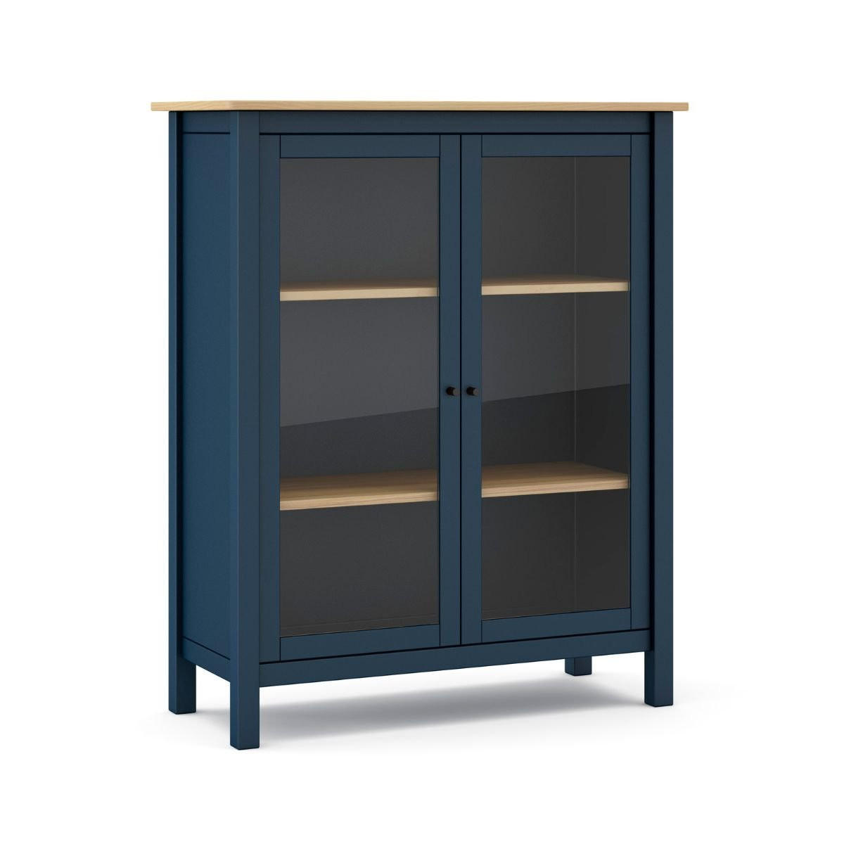 VITRINE 2 Türen L90 x H110 cm - Misti - Blau, Holz (40/110/90cm) - Calicosy
