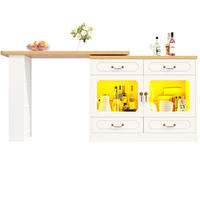BARTISCH ausziehbar 135-203 x 39 x 92,8 cm MDF Weiß mit LED - Weiß, Holzwerkstoff (39/92.8/203cm) - Meubliv