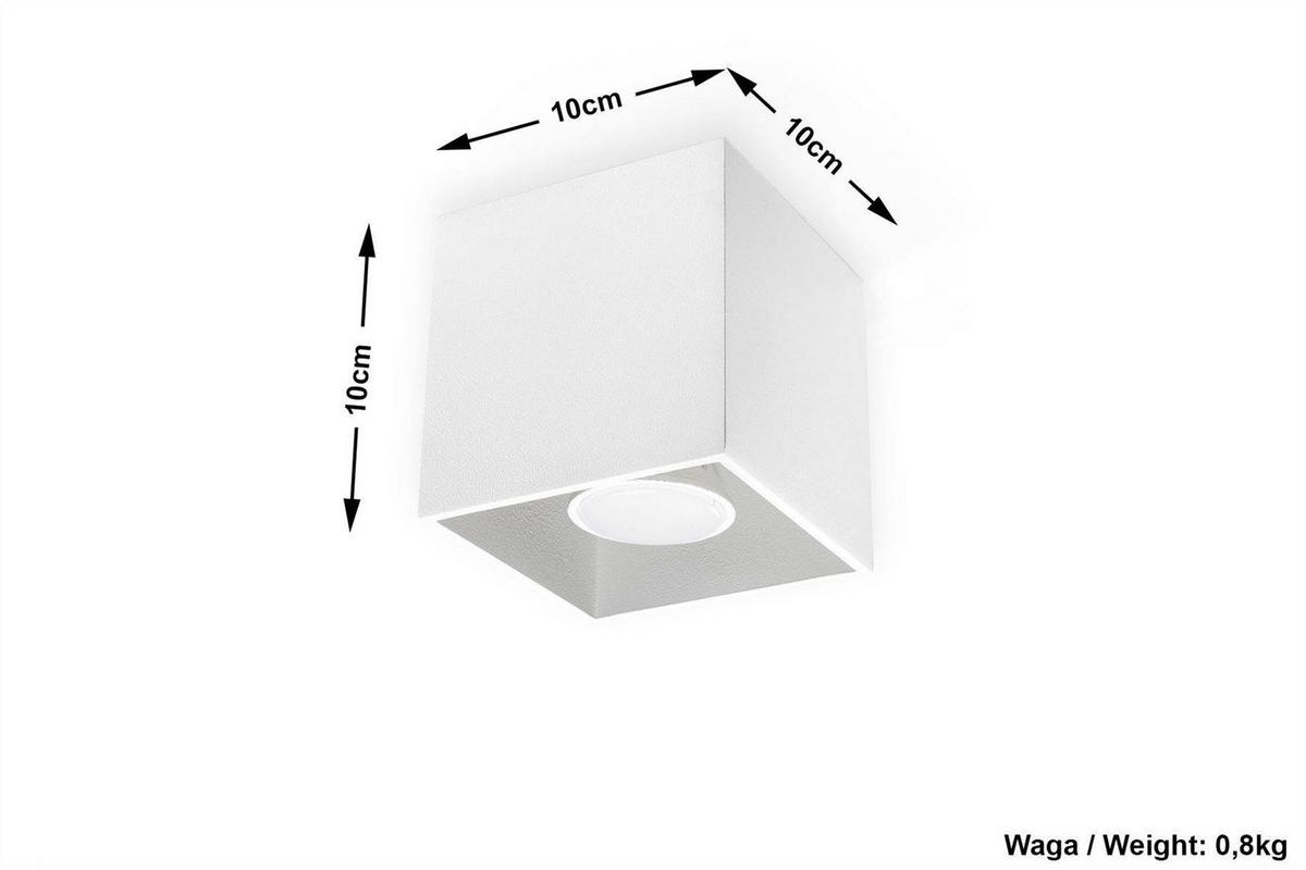 DECKENLEUCHTE Aluminium Weiß - Weiß, Metall (10/10/10cm) - Sollux Lighting