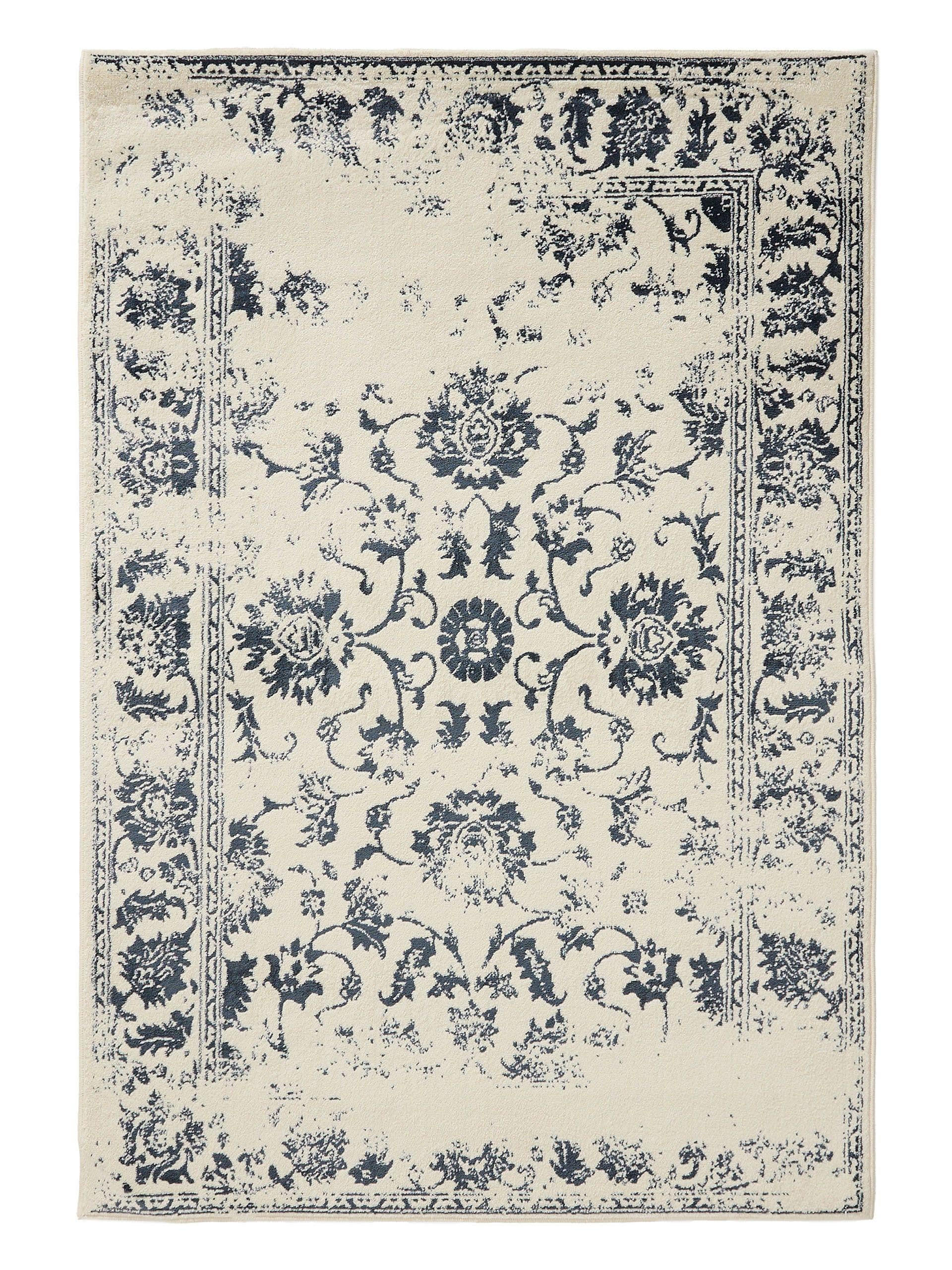 VINTAGE-TEPPICH Suki 140/200 cm - Blau/Creme, Kunststoff (140/200cm) - benuta