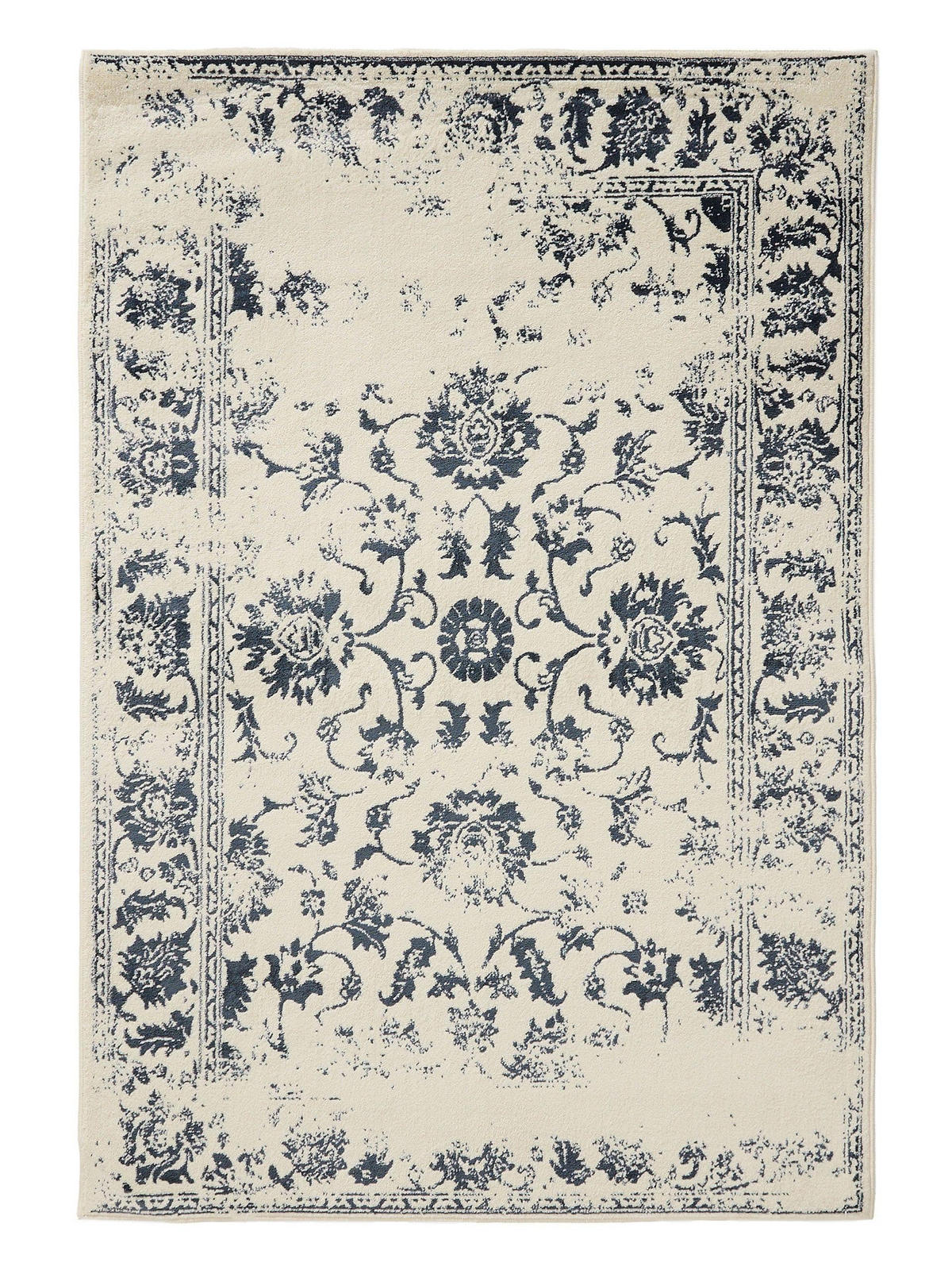 VINTAGE-TEPPICH Suki 160/230 cm - Blau/Creme, Kunststoff (160/230cm) - benuta
