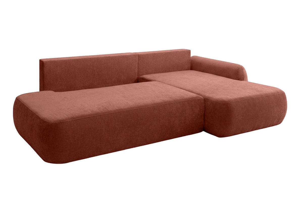 ECKSOFA Mit Schlaffunktion Und Bettkasten, Velvet-Stoff Vena, Kupfer, Rechts, HELA I - Kupferfarben, Holz (302/184cm) - Kaiser Möbel