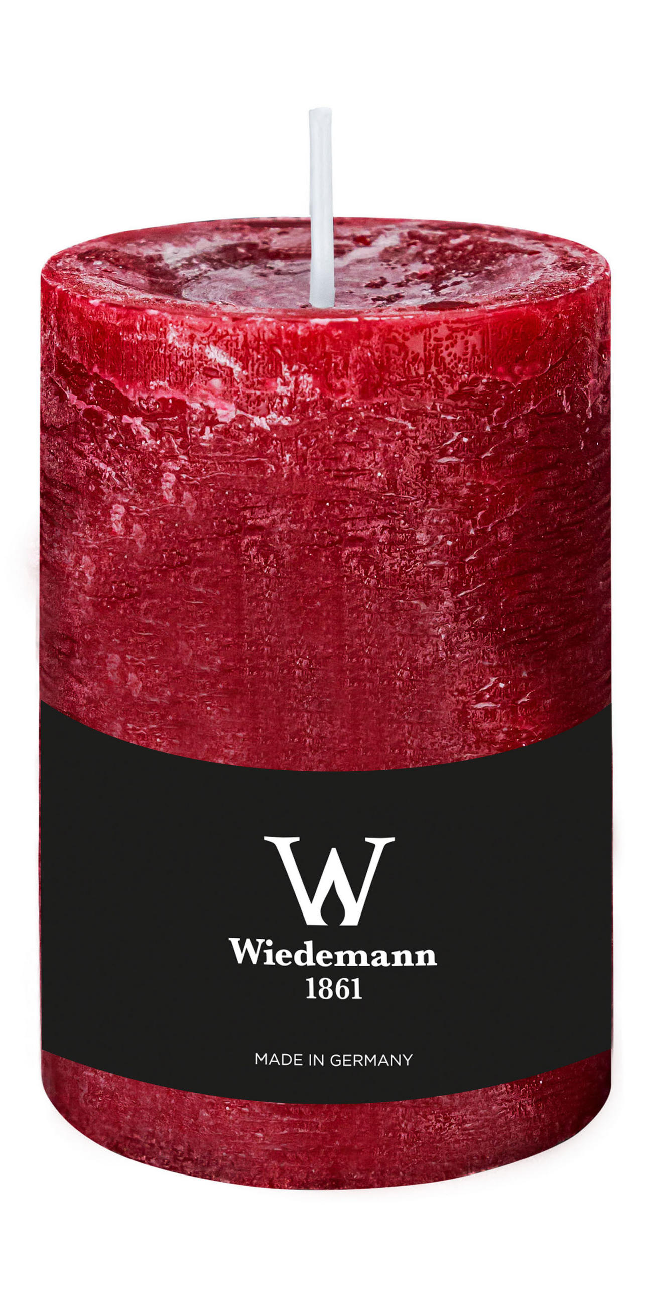 STUMPENKERZE Rustik Marble Style Bordeaux 130 x Ø 78 mm, 1 Stück - Bordeaux, Paraffin (13cm) - Wiedemann Kerzen