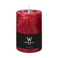 STUMPENKERZE Rustik Marble Style Bordeaux 130 x Ø 78 mm, 1 Stück - Bordeaux, Paraffin (13cm) - Wiedemann Kerzen