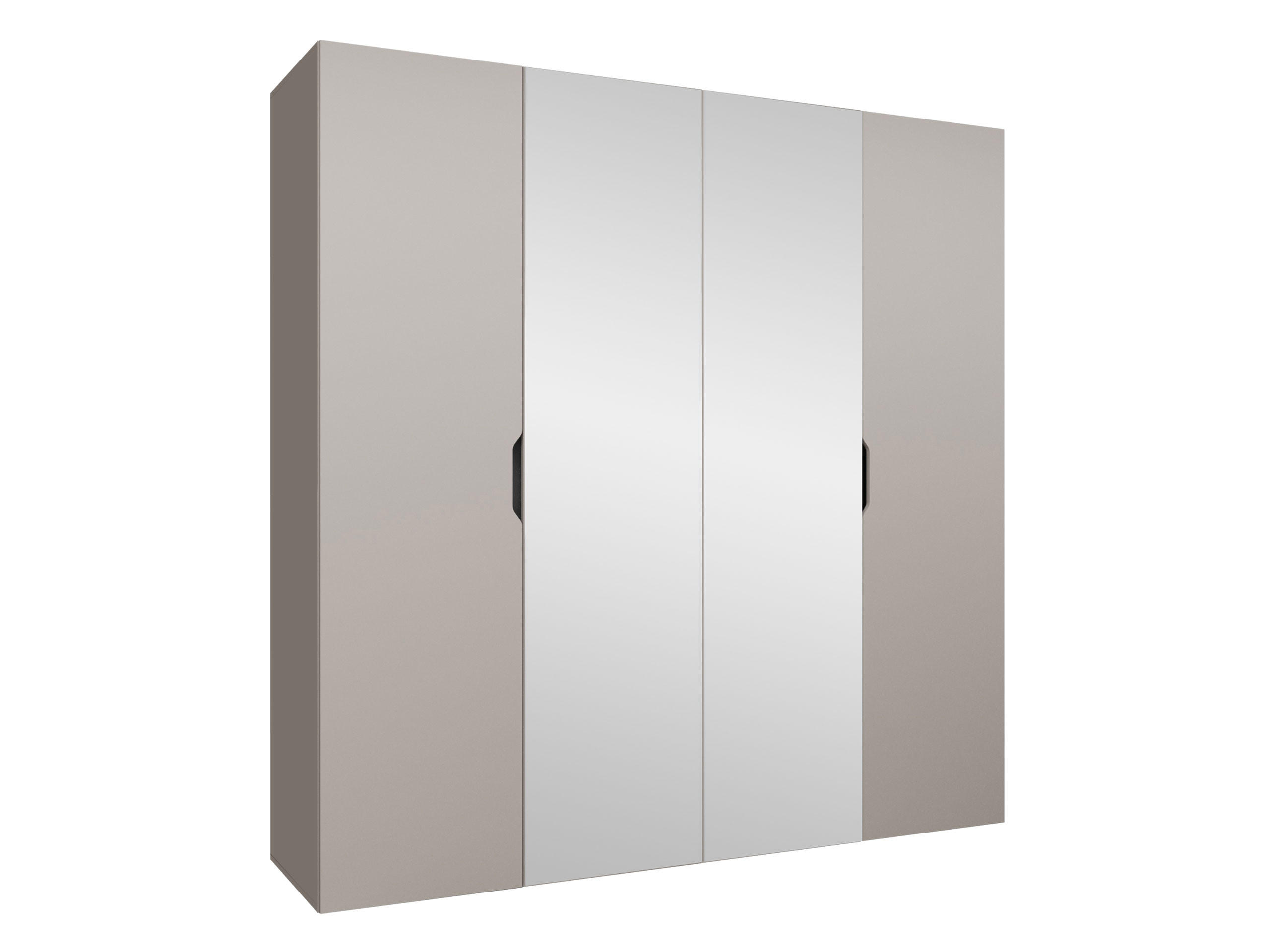 DREHTÜRENSCHRANK Malaga 200 mit Frontspiegel - Kaschmir, Holzwerkstoff (200/202/52cm) - MIRJAN24