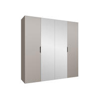 DREHTÜRENSCHRANK Malaga 200 mit Frontspiegel - Kaschmir, Holzwerkstoff (200/202/52cm) - MIRJAN24
